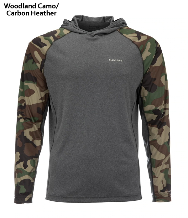 Simms SolarFlex Hoody Woodland Camo Carbon Heather Simms SolarFlex Hoody Woodland Camo Carbon Heather